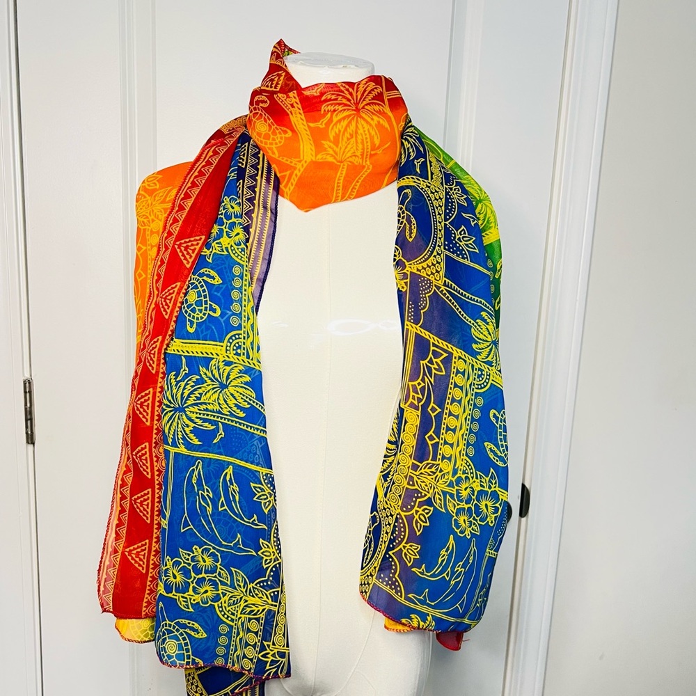 Vibrant Multicolor Multi Purpose Beach Scarf With… - image 3
